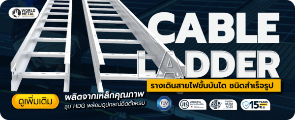 Cable Ladder HDG รางเดินสายไฟขั้นบันได เหล็กชุบร้อน หนา 2.0 มม. ขนาด W300×H100×L3000 สต็อกพร้อมส่งทันที